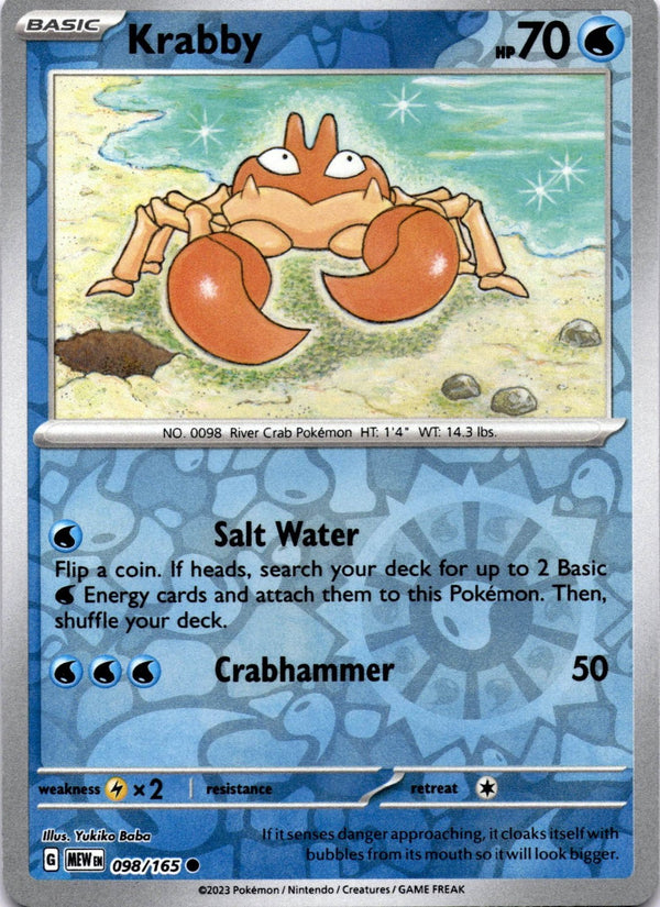Pokemon Krabby 098/165 Pokemon 151 Reverse Holo NM
