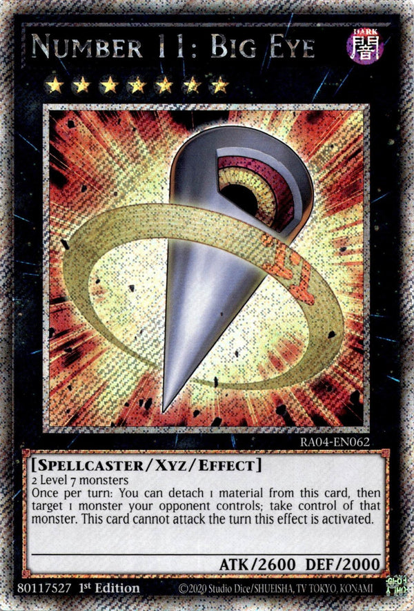 Yugioh Number 11: Big Eye RA04-EN062 Platinum Secret Rare 1st Edition NM