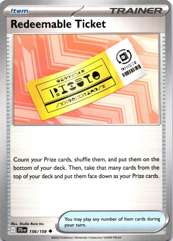 Pokemon Redeemable Ticket 156/159 Journey Together Non Holo NM
