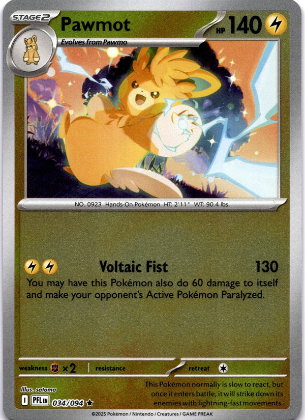 Pokemon Pawmot 034/094 Phantasmal Flames Reverse Holo NM
