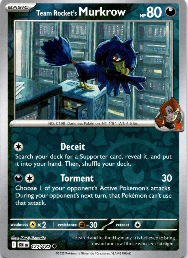 Pokemon Team Rocket's Murkrow 127/182 Destined Rivals Reverse Holo NM