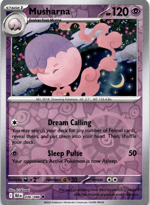 Pokemon Musharna 036/086 Black Bolt Reverse Holo NM