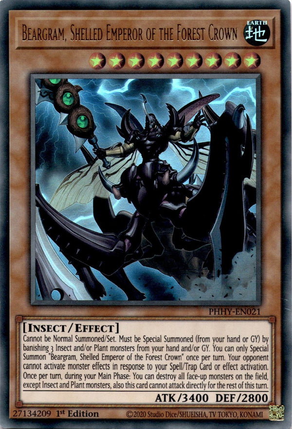 Yugioh Beargram, Shelled Emperor of the Forest Crown PHHY-EN021 Ultra Rare  NM