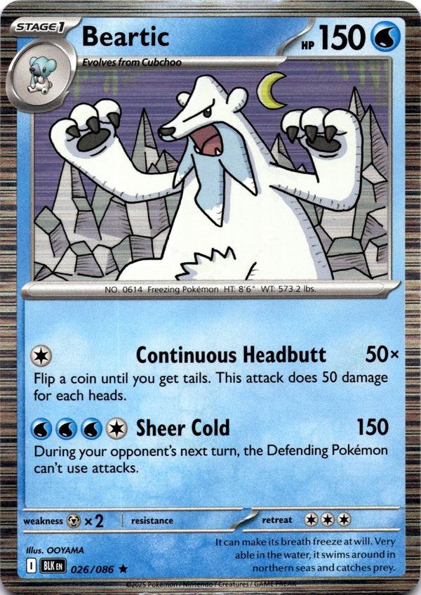 Pokemon Beartic 026/086 Black Bolt Holo NM