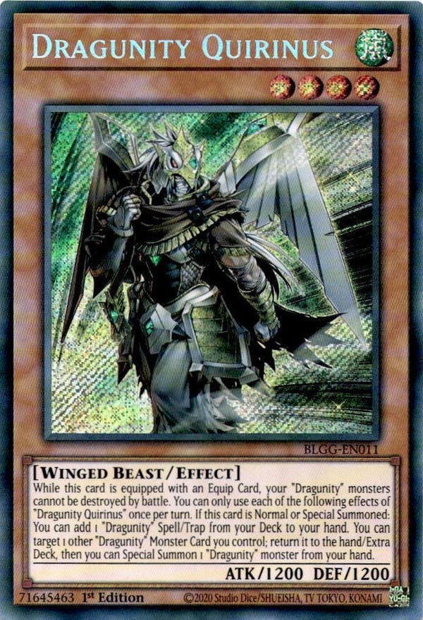 Yugioh Dragunity Quirinus BLGG-EN011 Secret Rare 1st Edition NM