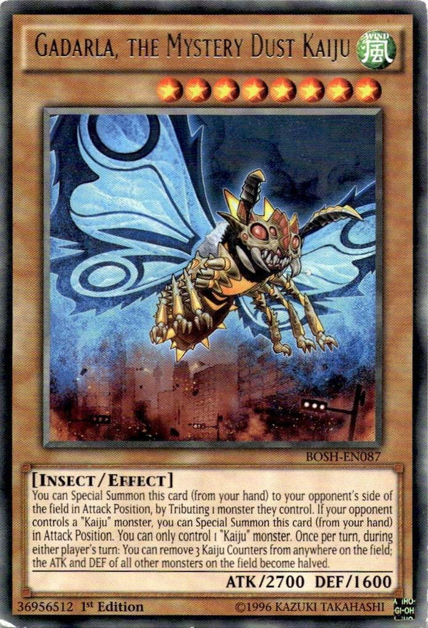 Yugioh Gadarla, the Mystery Dust Kaiju BOSH-EN087 Rare 1st Edition MP