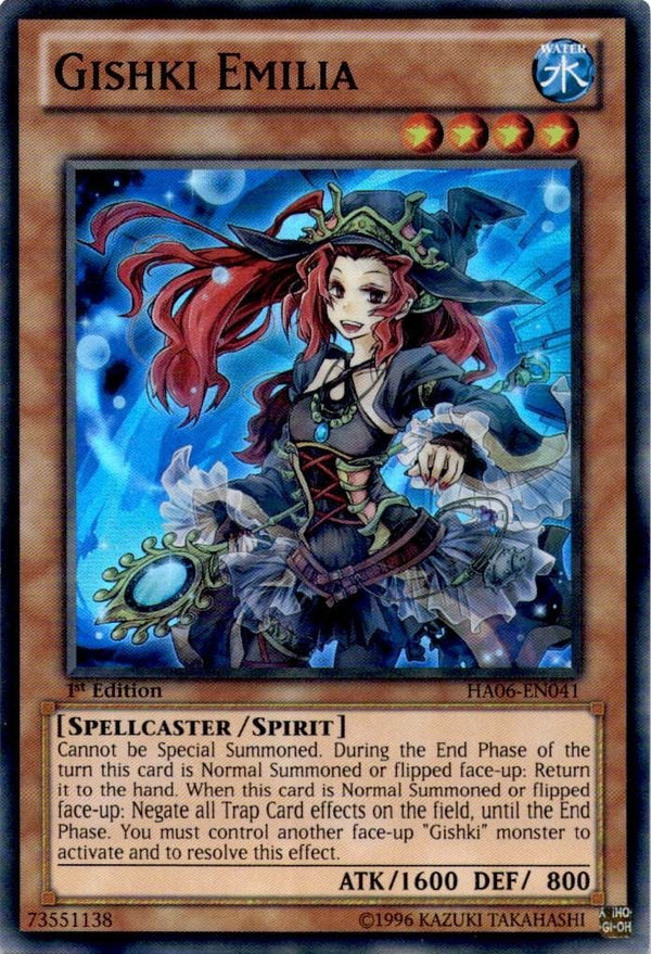 Yugioh Gishki Emilia HA06-EN041 Super Rare 1st Edition VLP/NM