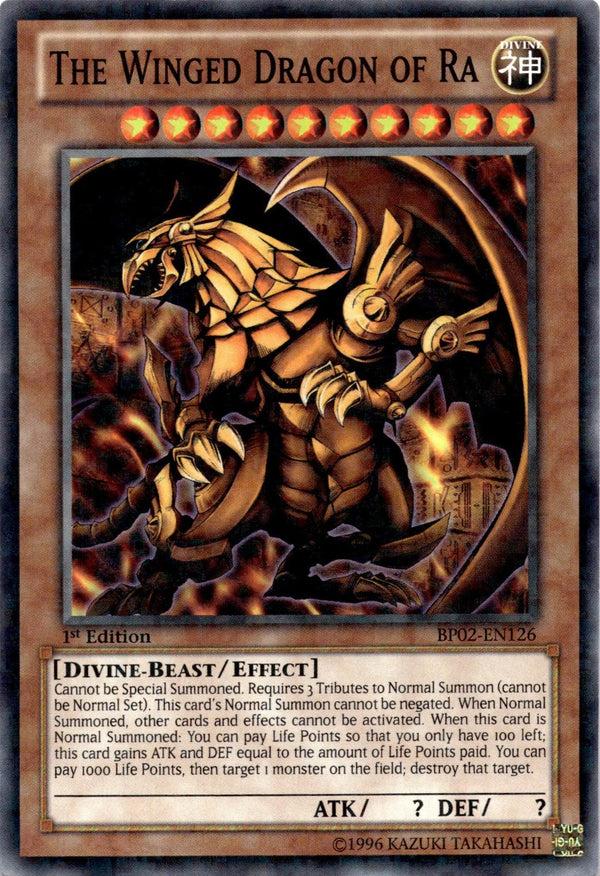 Yugioh The Winged Dragon of Ra BP02-EN126 Shatterfoil Rare 1st Edition LP