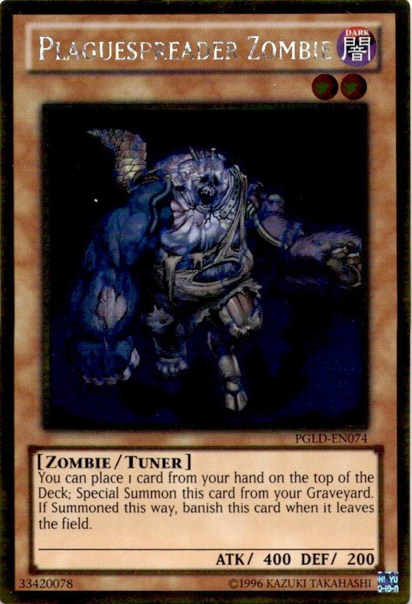 Yugioh Plaguespreader Zombie PGLD-EN074 Gold Rare Unlimited Edition VLP/NM