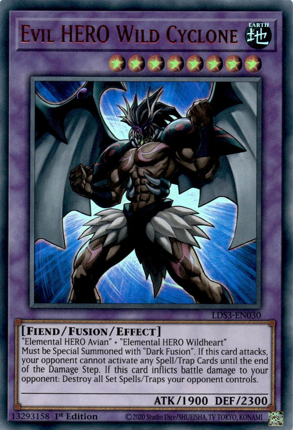 Yugioh Evil HERO Wild Cyclone LDS3-EN030 Red Ultra Rare 1st Edition NM