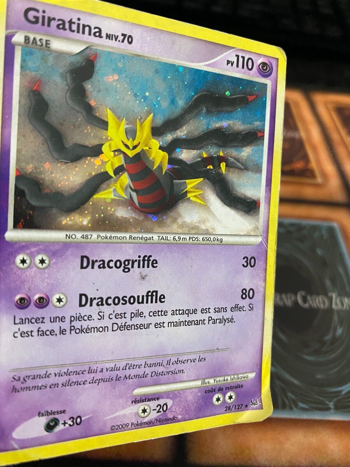 Pokemon Giratina 28/127 Platinum Base Cosmos Holo (French) DAMAGED