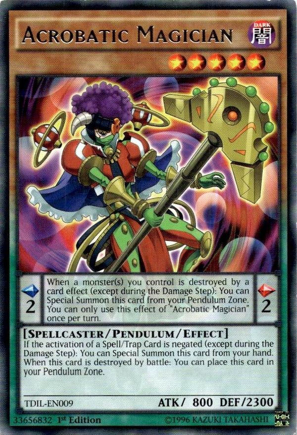 Yugioh Acrobatic Magician TDIL-EN009 Rare 1st Edition LP