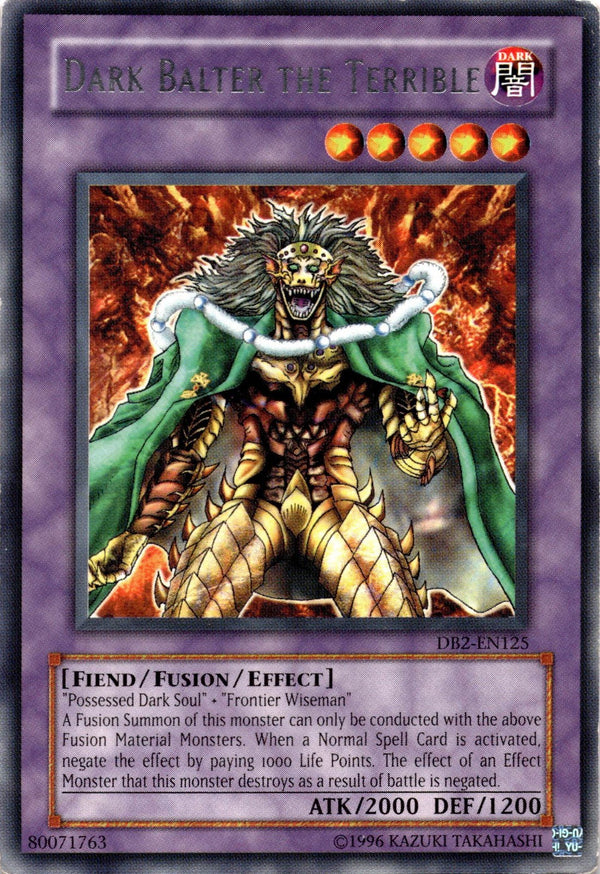 Yugioh Dark Balter the Terrible DB2-EN125 Rare Unlimited Ed DAMAGED (CREASE)