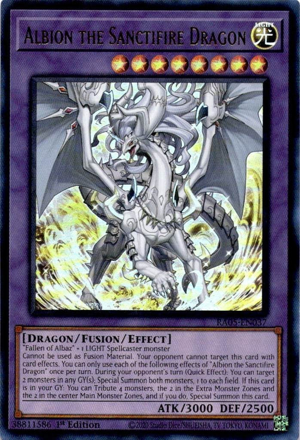 Yugioh Albion the Sanctifire Dragon RA05-EN037 NA Print Ultra Rare 1st Ed NM