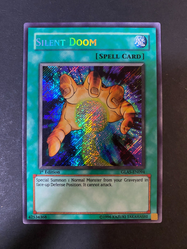 Yugioh Silent Doom GLAS-EN094 Secret Rare 1st Edition Euro LP/VLP