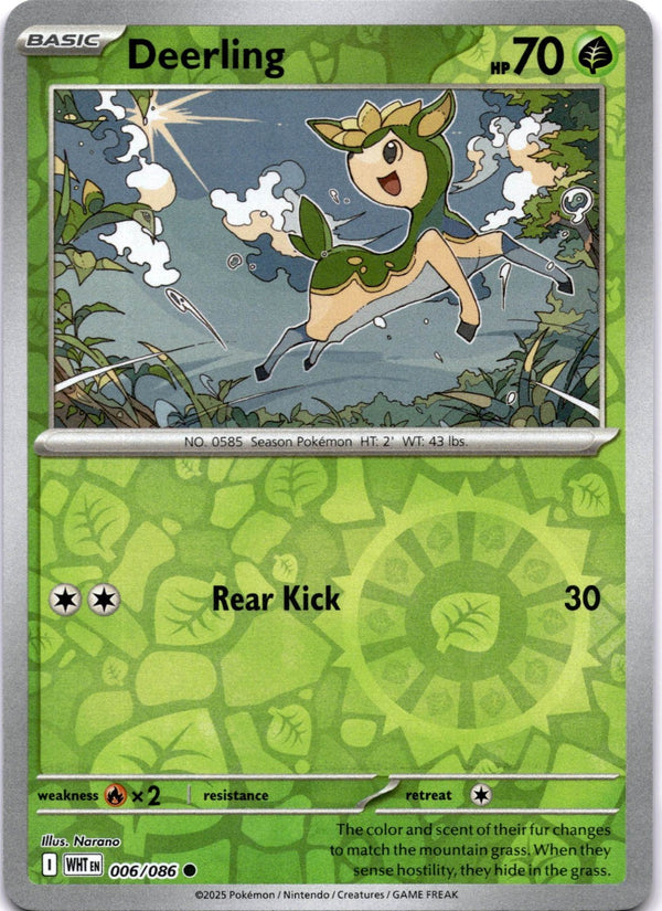 Pokemon Deerling 006/086 White Flare Reverse Holo NM
