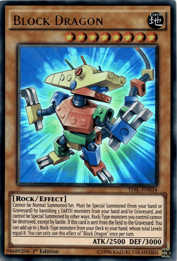 Yugioh Block Dragon TDIL-EN034 Ultra Rare 1st Edition VLP/NM