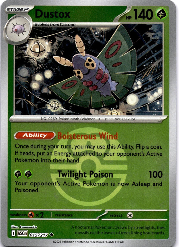 Pokemon Dustox 015/217 Ascended Heroes Love Ball Reverse Holo NM