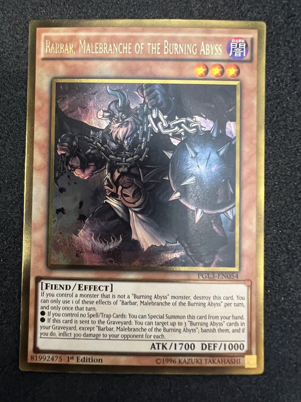 Yugioh Barbar, Malebranche of the Burning Abyss PGL3-EN054 Gold Rare 1st Ed NM