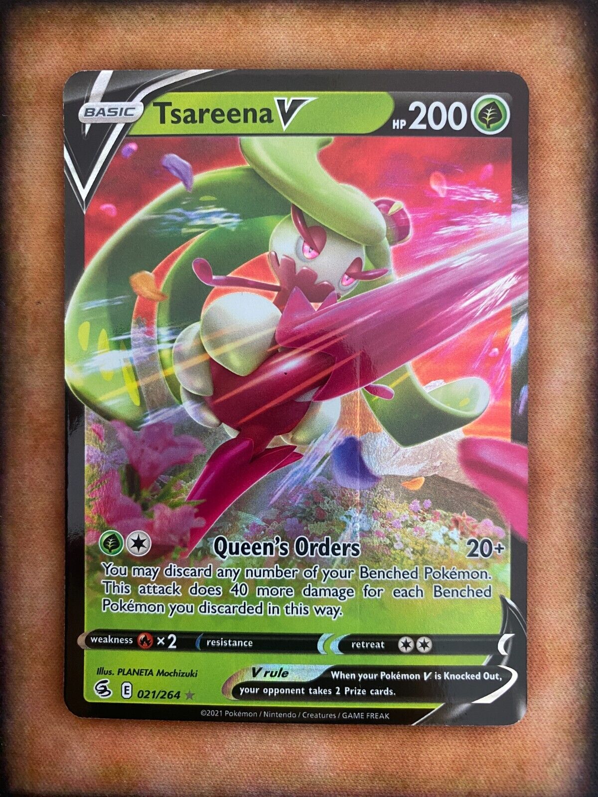 Pokemon Tsareena V 021/264 Fusion Strike Full Art Holo NM/MINT (Misprint)