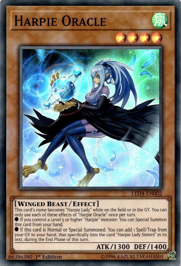 Yugioh Harpie Oracle LED4-EN002 Super Rare 1st Edition NM