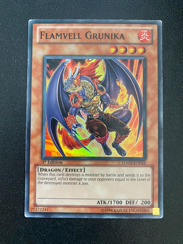 Yugioh Flamvell Grunika HA02-EN015 Super Rare 1st Edition HP/MP