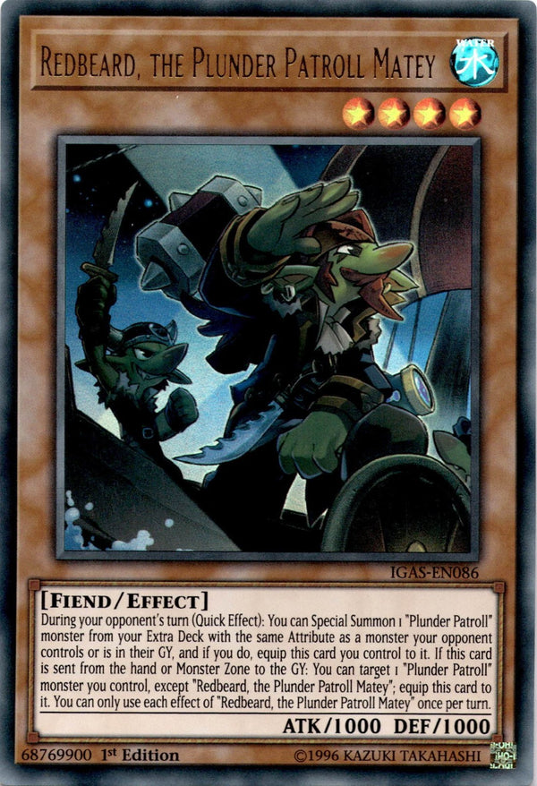Yugioh Redbeard, the Plunder Patroll Matey IGAS-EN086 Ultra Rare 1st Edition NM