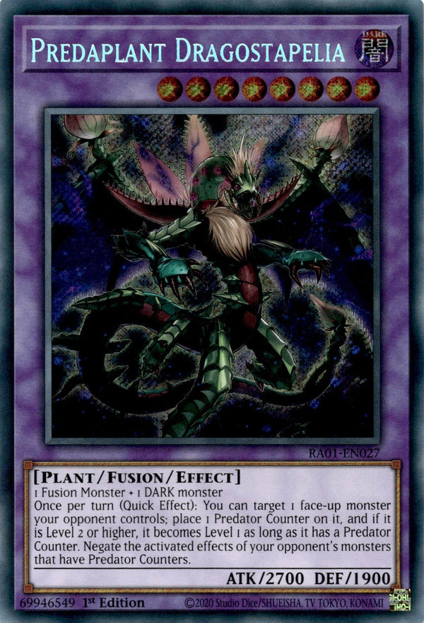 Yugioh Predaplant Dragostapelia RA01-EN027 Secret Rare 1st Edition NM