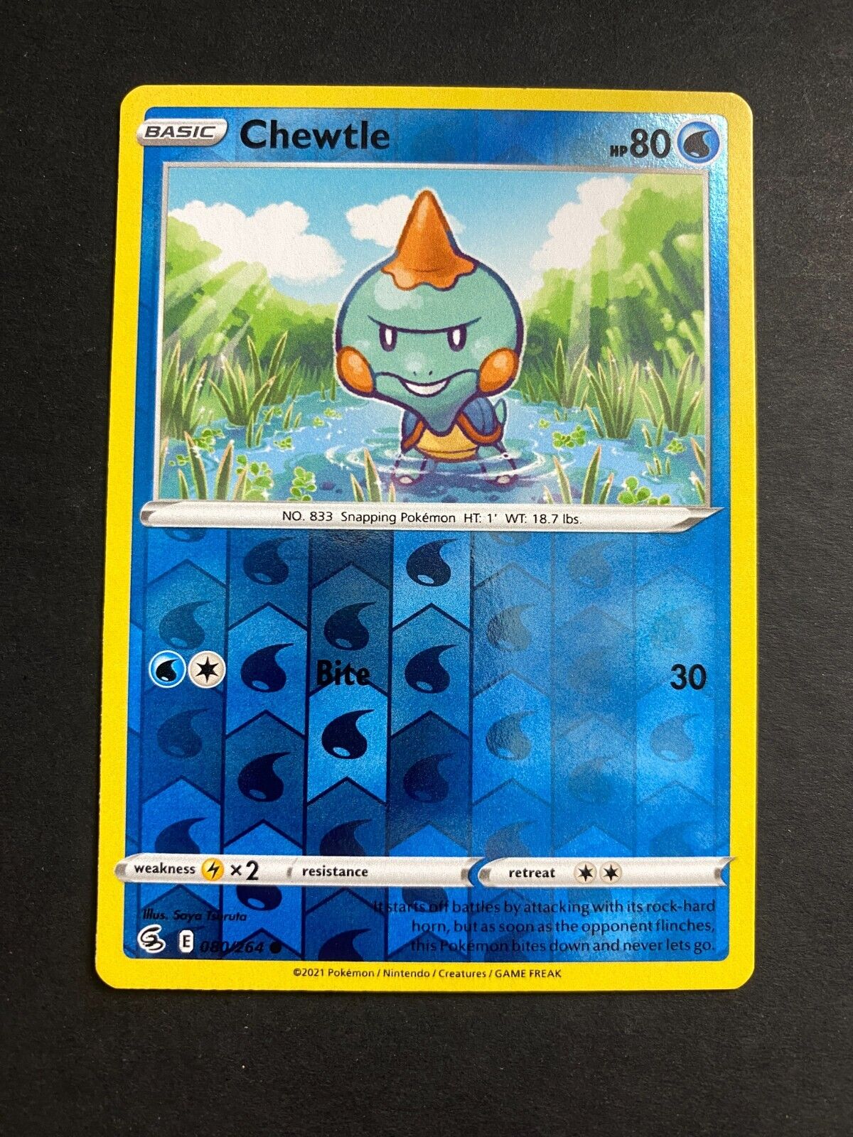 Pokemon Chewtle 080/264 Fusion Strike Reverse Holo NM