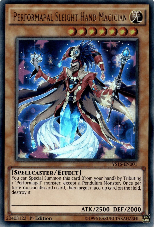 Yugioh Performapal Sleight Hand Magician YS16-EN001 Ultra Rare 1st Ed VLP/NM