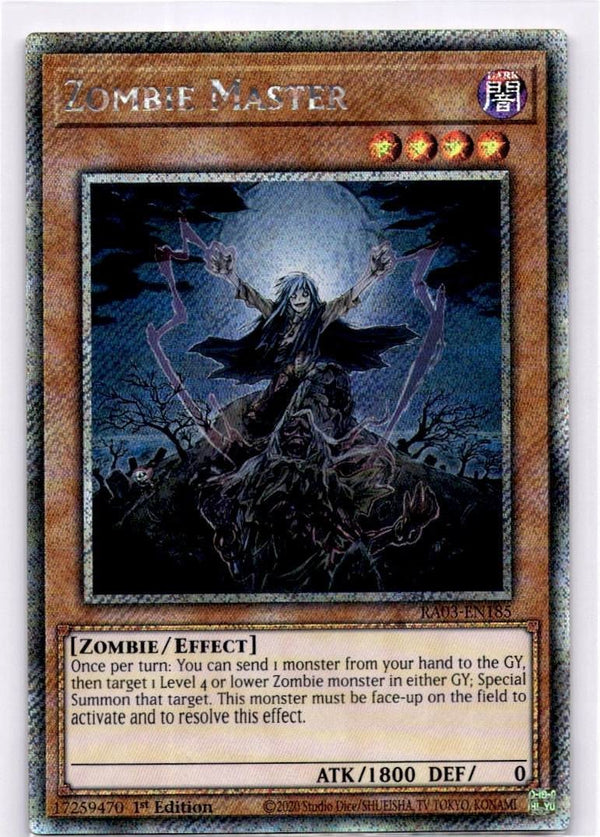 Yugioh Zombie Master RA03-EN185 Platinum Secret Rare 1st Edition NM