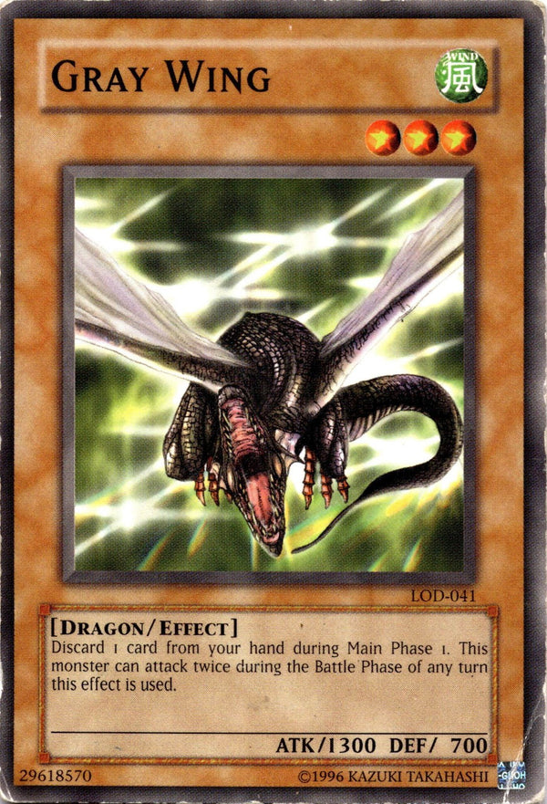 Yugioh Gray Wing LOD-041 Common Unlimited Edition DAMAGED