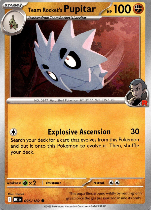 Pokemon Team Rocket's Pupitar 095/182 Destined Rivals Non Holo NM