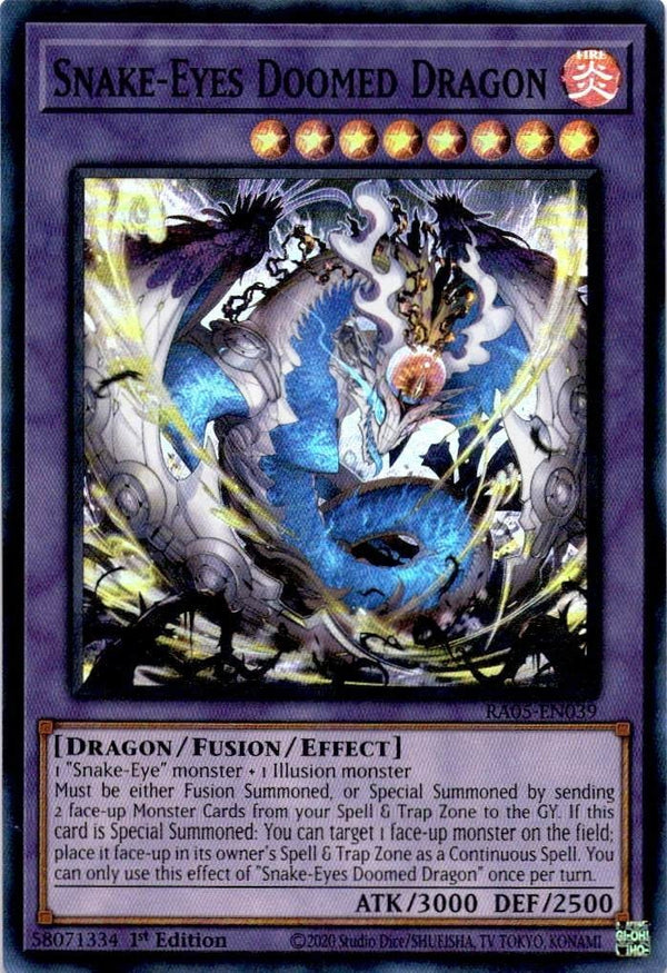 Yugioh Snake-Eyes Doomed Dragon RA05-EN039 NA Print Super Rare 1st Edition NM