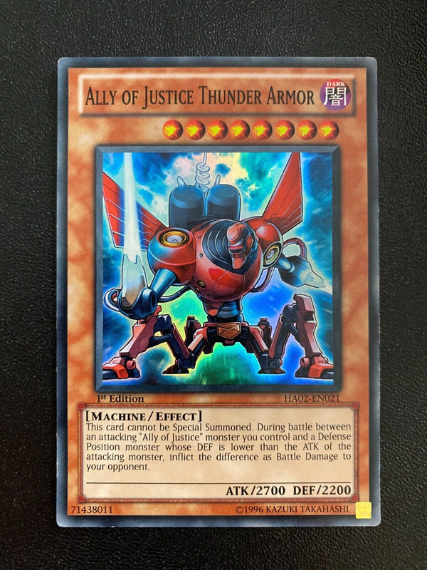 Yugioh Ally of Justice Thunder Armor HA02-EN021 Super Rare 1st Edition LP/VLP