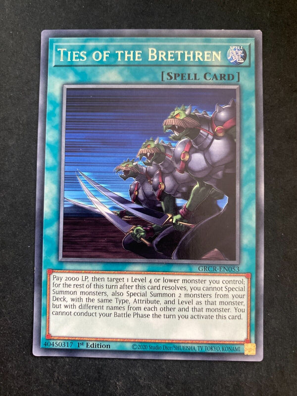 Yugioh Ties of the Brethren GRCR-EN053 Rare 1st Edition NM