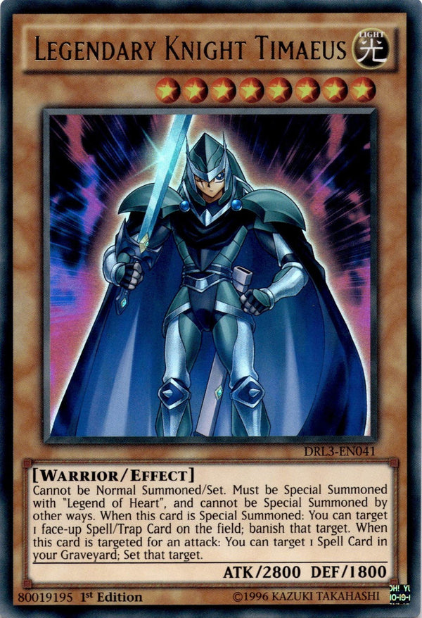 Yugioh Legendary Knight Timaeus DRL3-EN041 Ultra Rare 1st Edition NM