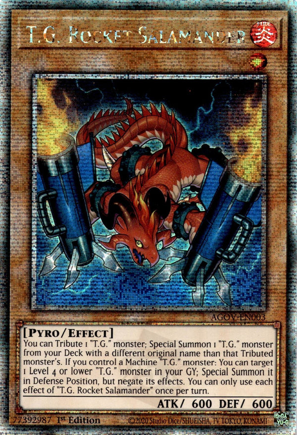 Yugioh T.G. Rocket Salamander AGOV-EN003 Quarter Century Rare 1st Edition NM