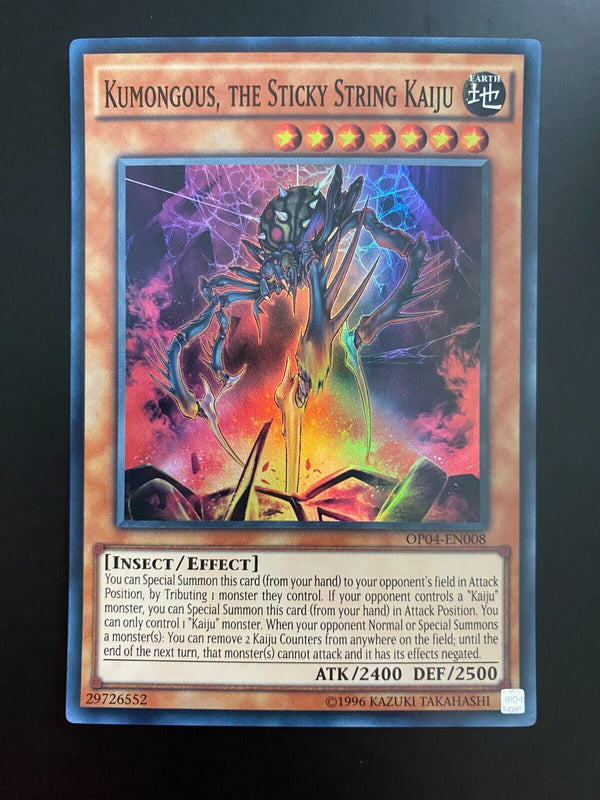 Yugioh Kumongous, the Sticky String Kaiju OP04-EN008 Super Rare 1st Ed NM/MINT