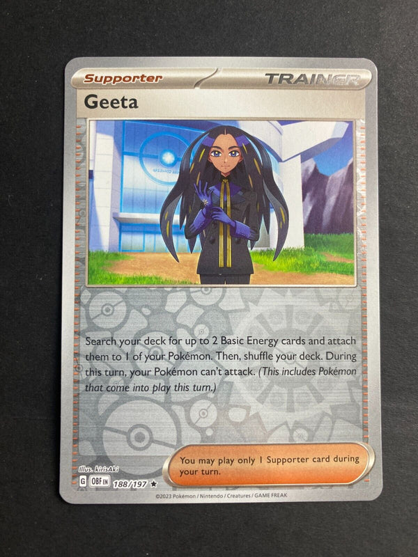 Pokemon Geeta 188/197 Obsidian Flames Reverse Holo NM