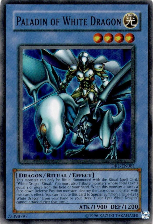 Yugioh Paladin of White Dragon DR1-EN081 Super Rare Unlimited Edition MP/LP
