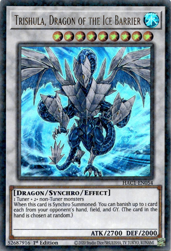 Yugioh Trishula, Dragon of the Ice Barrier HAC1-EN054 Duel Terminal Rare 1st NM