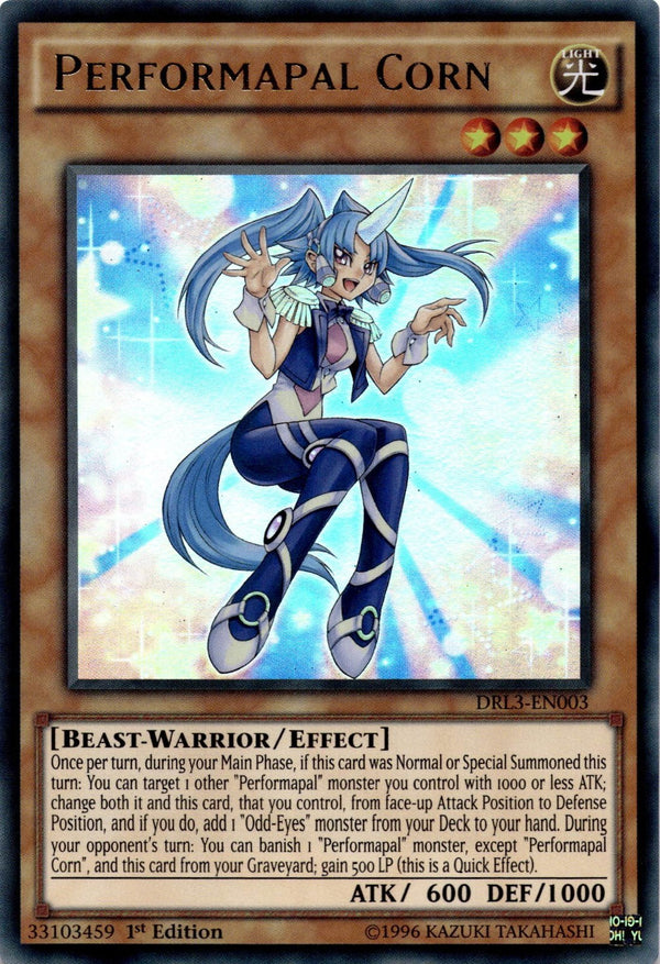 Yugioh Performapal Corn DRL3-EN003 Ultra Rare 1st Edition VLP/NM