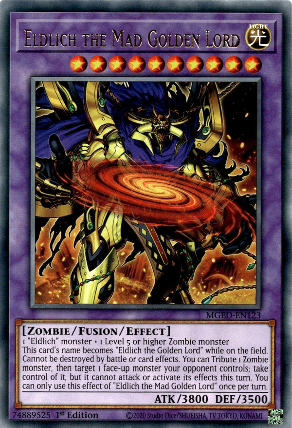 Yugioh Eldlich the Mad Golden Lord MGED-EN123 Rare 1st Edition NM