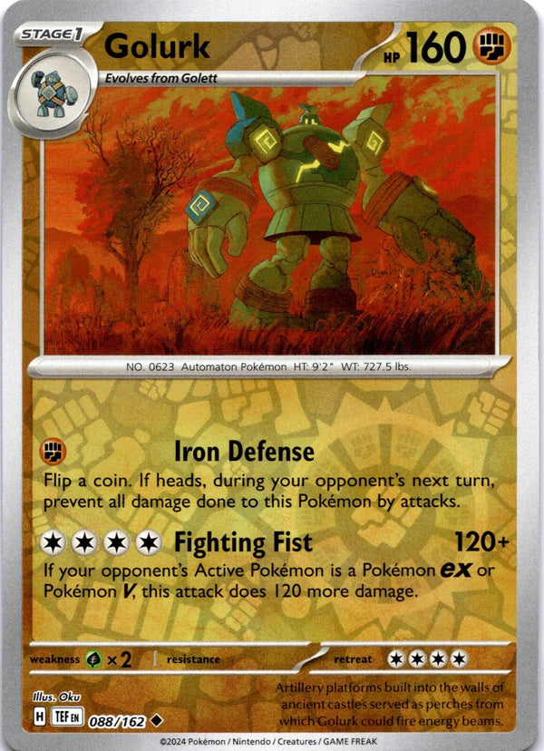 Pokemon Golurk 088/162 Temporal Forces Reverse Holo NM