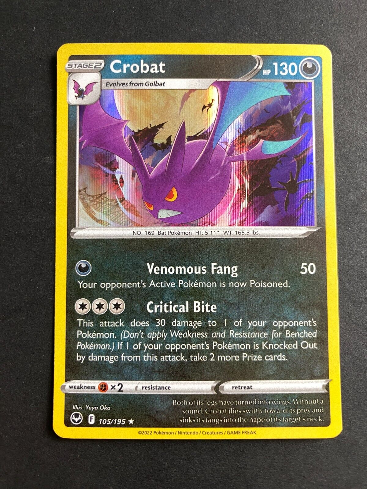 Pokemon Crobat 105/195 Silver Tempest Holo VLP/NM