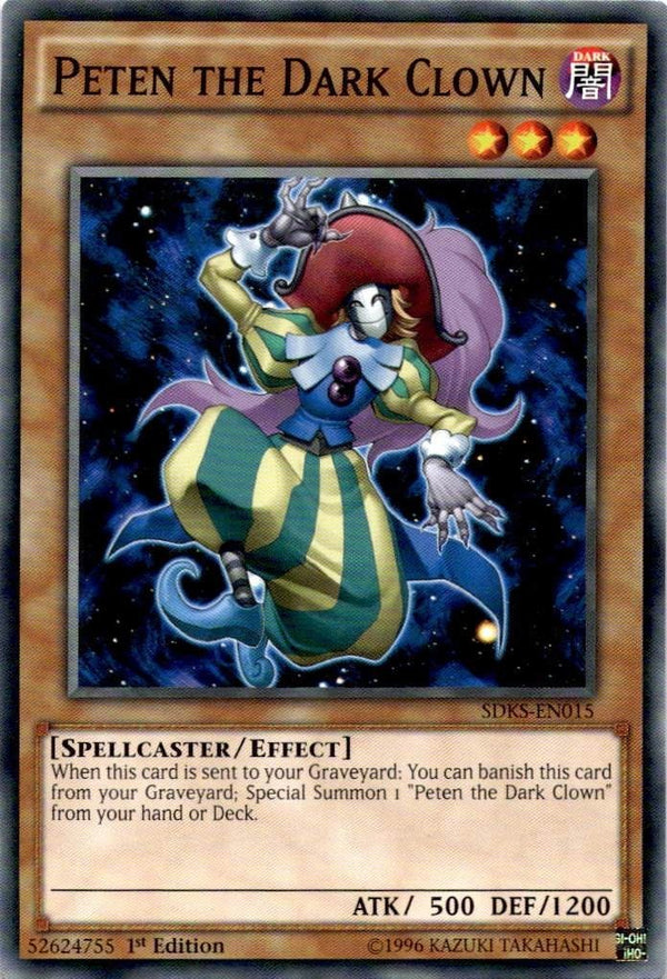 Yugioh Peten the Dark Clown SDKS-EN015 Common 1st Edition NM