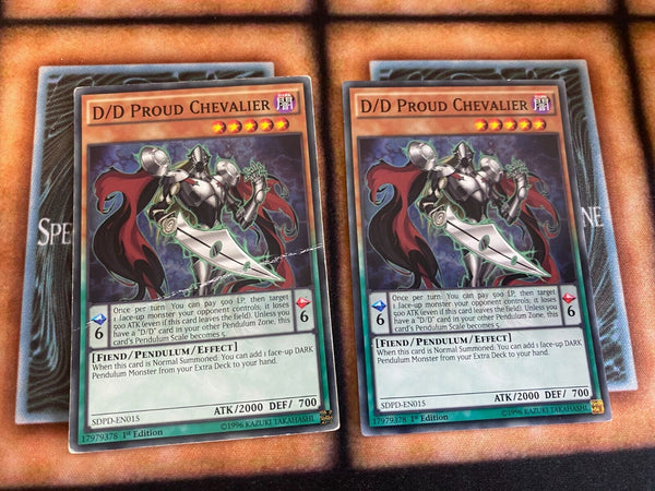 Yugioh D/D Proud Chevalier SDPD-EN015 (2 Cards) Common 1st Edition HP/LP