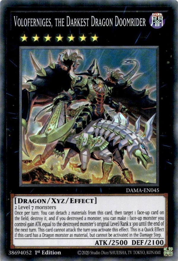 Yugioh Voloferniges, the Darkest Dragon Doomrider DAMA-EN045 Super Rare 1st NM