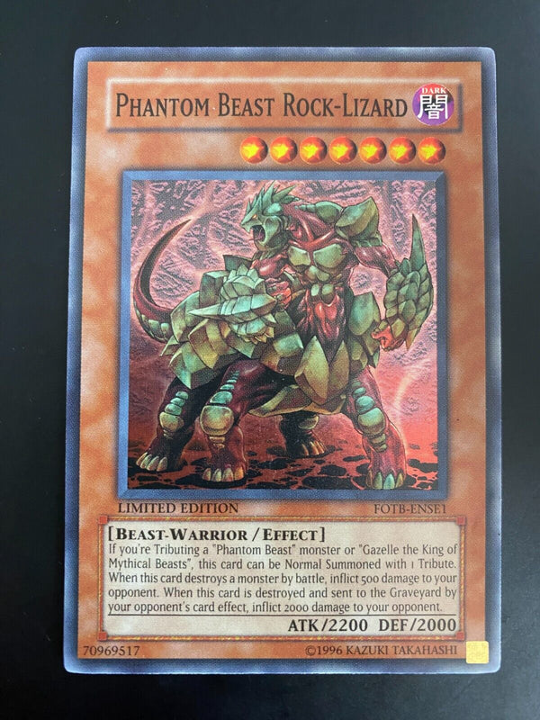 Yugioh Phantom Beast Rock-Lizard  FOTB-ENSE1 Super Rare Limited Edition MP/LP